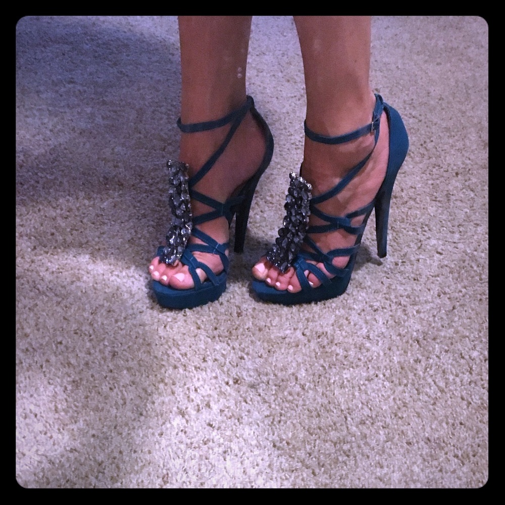 Colin Stuart Strappy Stiletto Jewel Heels